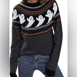 Women's Black Ghost Pattern Sweater